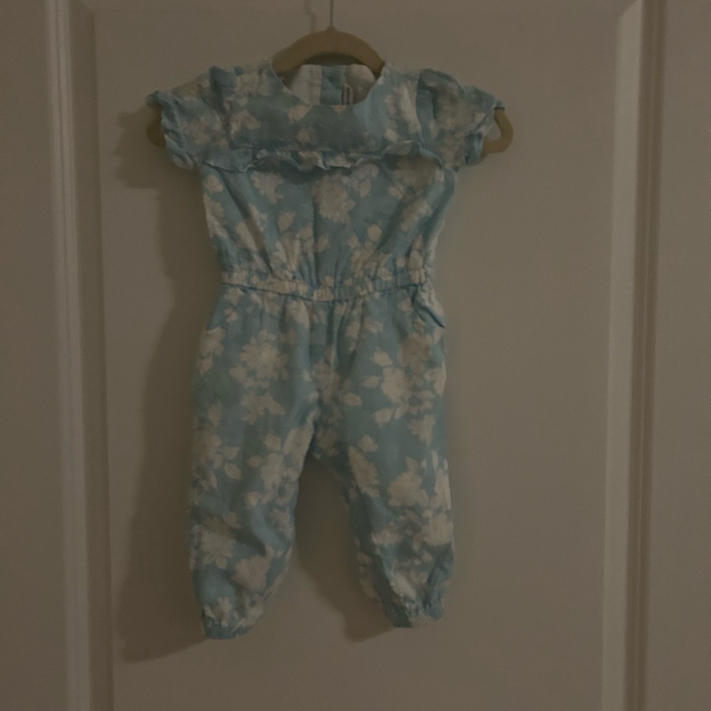 Janie and Jack Light Blue Floral Outfit